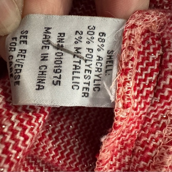 Women’s AS-HRO Art to Wear Wrap Jacket Blazer Red White Metallic Tweed size 26 - Picture 4 of 7
